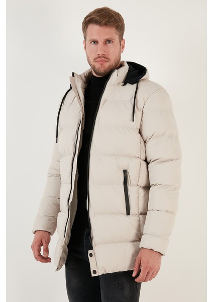 Slim Fit Suya ve Rüzgara Dayanıklı Çıkarılabilir Kapüşonlu Şişme Mont Erkek Mont 649009 fiyatları