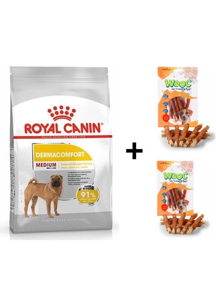 Medium Dermacomfort Yetişkin Köpek Maması 12 kg + 2 Adet Wooc Ödül 80 gr