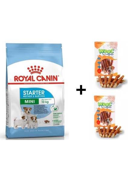 Mini Starter Küçük Irk Anne ve Yavru Köpek Maması 4 kg + 2 Adet Wooc Ödül 80 gr