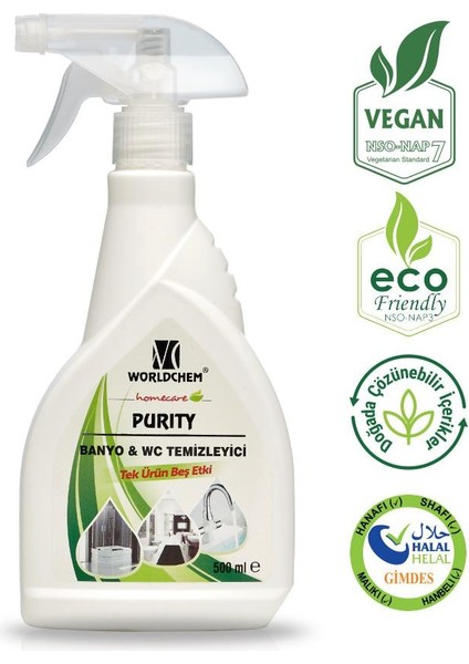 Purity Banyo ve Tuvalet Temizleyici 500ML Vegan ve Helal ve Çevre Dostu
