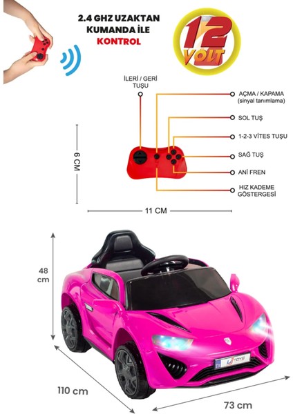 Jagor Akülü Araba 12V - Pembe