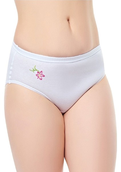 6lı Kadın Yüksek Bel Külot Işlemeli Pamuklu Bato Slip