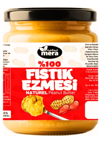 %100 Saf Şeker Ilavesiz Fıstık Ezmesi 335gr