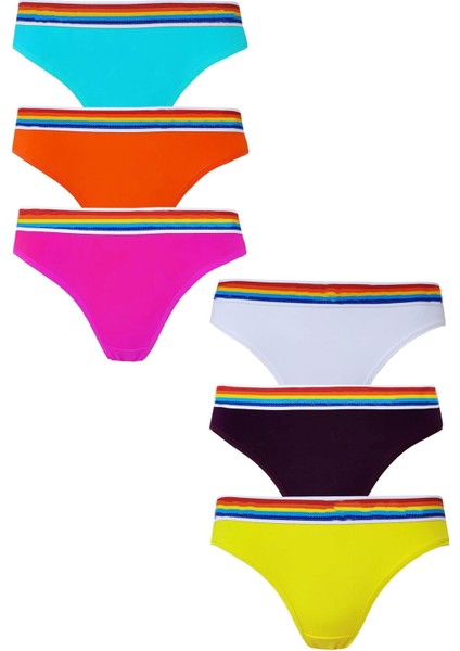 Kadın Rengarenk Bikini Külot Pamuklu Iç Çamaşırı 6'lı Paket
