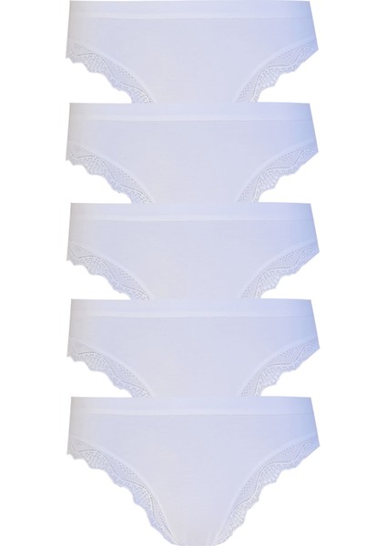 5li Kadın Pamuklu Paça Dantelli Bikini Külot Iç Çamaşırı Işık fiyatları