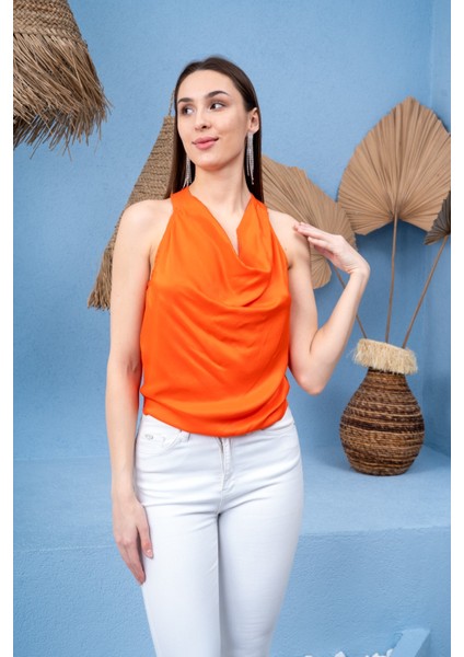 Kadın Kolsuz Bluz Turuncu fiyatları