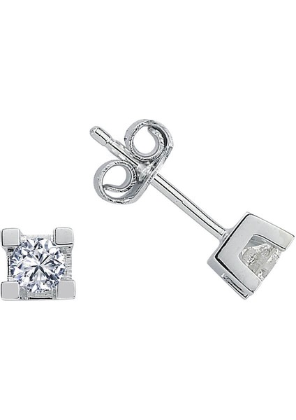 F Renk 0,38 Karat Tektaş Pırlanta Küpe 0417E0038