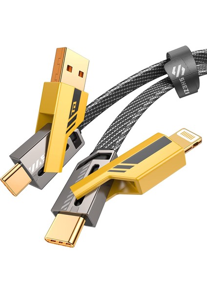 4in1 Usb+C Type C To Lightning Şarj Kablosu Metal Başlık Sağlam Kablo 60W Pd Hızlı Şarj