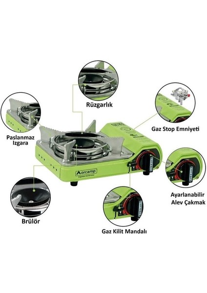 Tekli Mini Portatif Ocak Pilastik Çantalı Gaz Stop Emniyetli