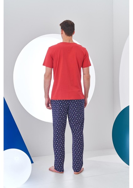 24307 Erkek Desenli Yelken Baskılı Pijama Takım