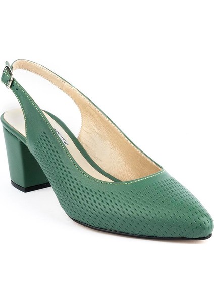 Modern Lazerli Tarz Rahat Topuklu Arka Açık Ayakkabı Yeşil fırsatları
