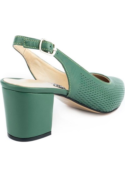 Modern Lazerli Tarz Rahat Topuklu Arka Açık Ayakkabı Yeşil indirimleri