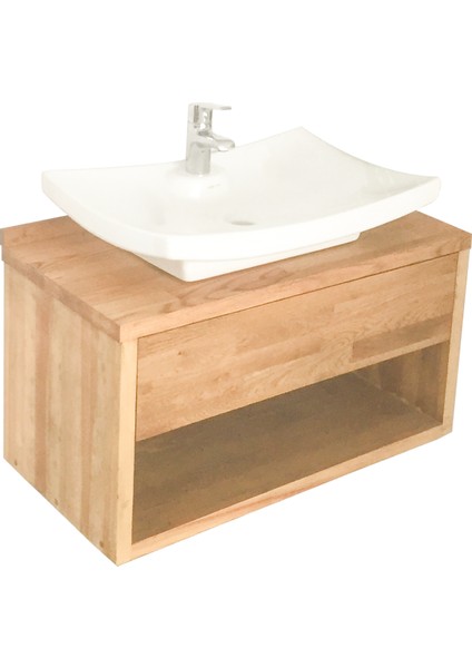 Atölye 10 60 cm Meşe Banyo Dolabı Modern Ahşap Banyo Dolabı Asma Banyo Dolabı