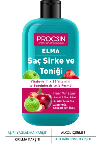 Aşırı Yağlanma Karşıtı Elmalı Saç Sirke ve Toniği 250 ML