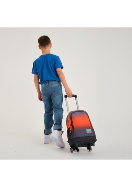 Kids Gri Turuncu Renk Geçişli Çekçekli 3'lü Çanta Seti fiyatları