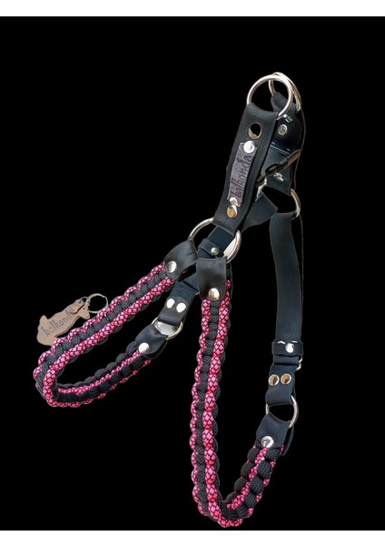 Köpek göğüs tasması orta ırk hakiki deri paracord örgülü göğüs ölçüsü:60-80cm ayarlamalı dog harness GT2-10