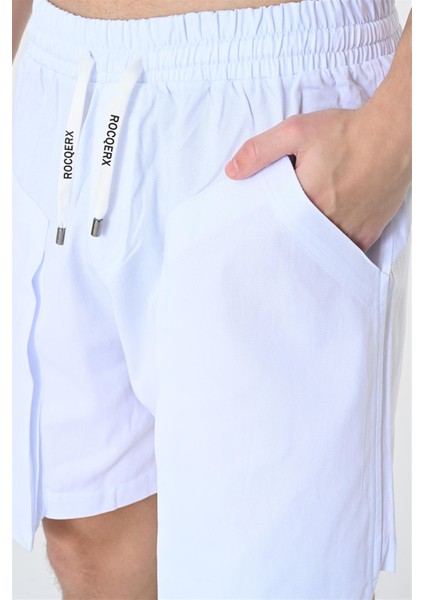 R-4302 Bel Lastikli Körüklü Ön Cep Detaylı Gabardin Şort