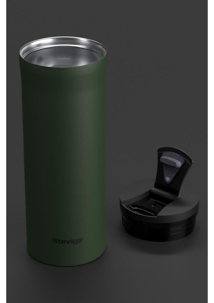 2 Go Paslanmaz Çelik Termos Bardak 400 ml Travel Mug Green ST-204