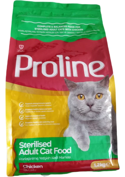 Proline Tavuklu Kısırlaştırılmış (Sterilised) Yetişkin Kedi Maması 1,2 kg X2 Adet