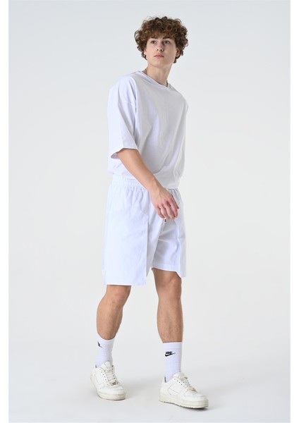 R-4302 Bel Lastikli Körüklü Ön Cep Detaylı Gabardin Şort