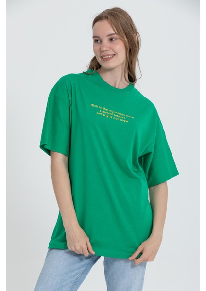 R-5724 Bisiklet Yaka Panda Baskılı Oversize T-Shirt fiyatları