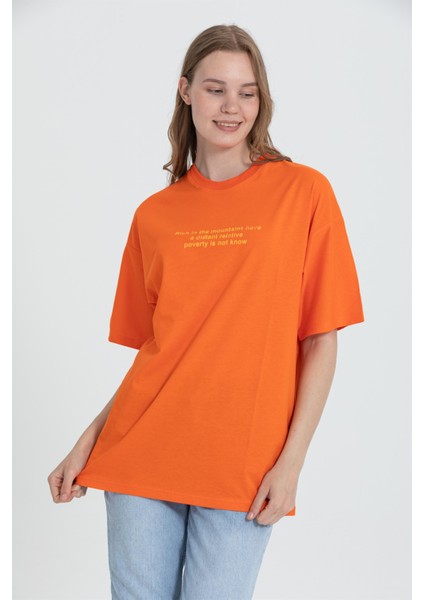 R-5724 Bisiklet Yaka Panda Baskılı Oversize T-Shirt