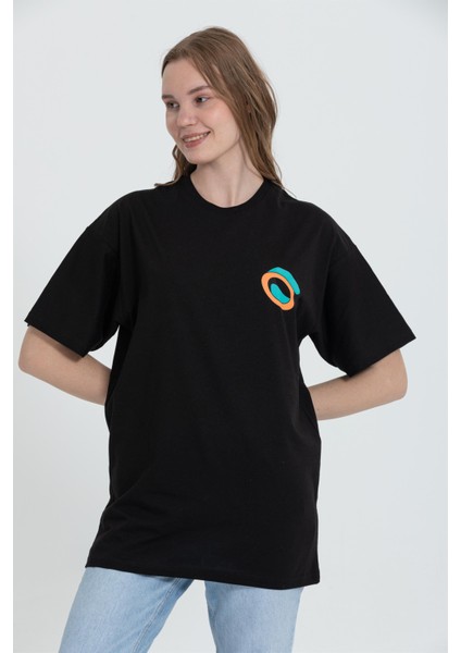 R-5715 Bisiklet Yaka More Self Baskı Detaylı T-Shirt