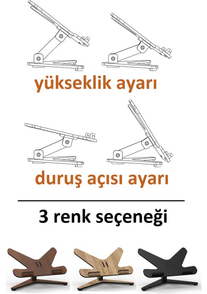 - Ayarlı Ahşap Laptop Notebook macbook Tablet Yükseltici Tutucu Standı