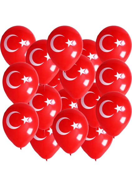 Bayrak Balon Türk Bayraklı Baskılı Balon Bayram Süsü - 50 Adet