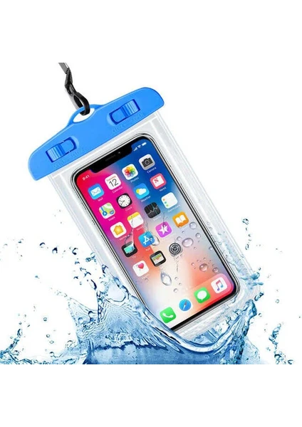 Case 4U Samsung Xiaomi Apple iPhone Oppo Realme Oneplus Vivo Omix Nokia Lg Huawei Tüm Telefon Modellerine Uyumlu Askılı Deniz Altı Suya Dayanıklı Kılıf Mavi