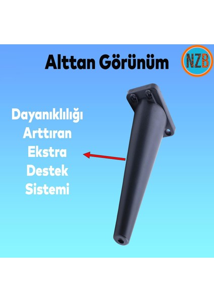 Mobilya Kanepe Çekyat Sehpa Tv Ünitesi Koltuk Ayağı 24 cm Siyah Baza Ayak