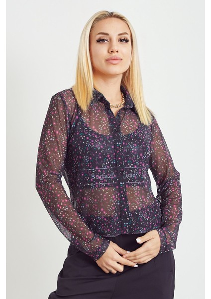 Baskılı Tül Tunik-Lila fiyatları