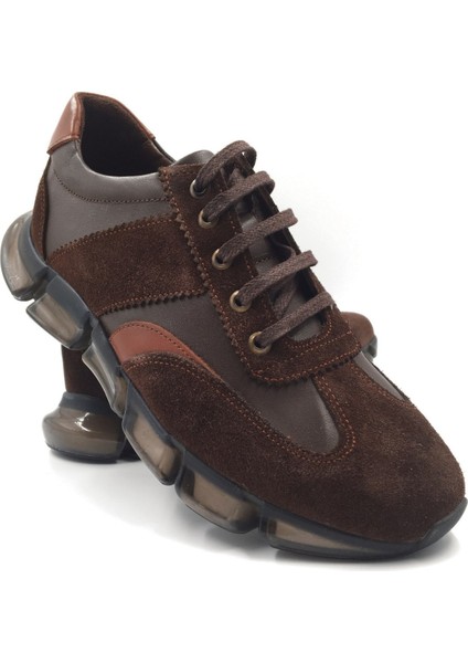 Eternis Kahverengi Bağcıklı Hakiki Deri Sneaker Spor Ayakkabı