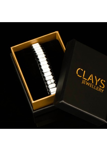 Clays Jewellery Havlit & Hematit Taşı Silindir Bileklik, Unisex / Kadın / Erkek