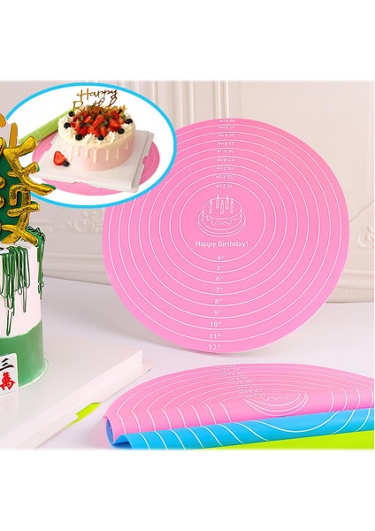 Silikon Ölçekli Hamur Açma Matı Pembe