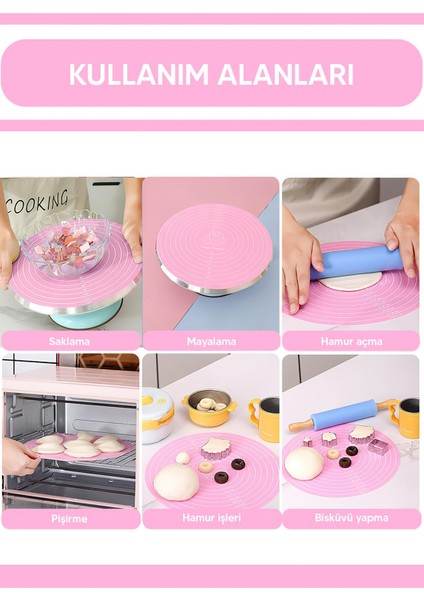 Silikon Ölçekli Hamur Açma Matı Pembe