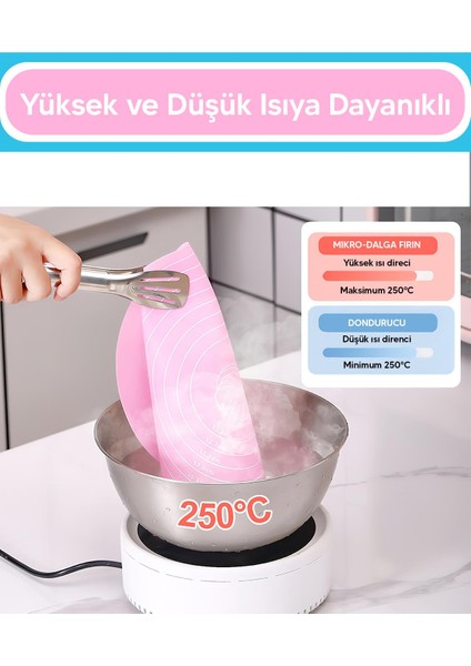 Silikon Ölçekli Hamur Açma Matı Pembe