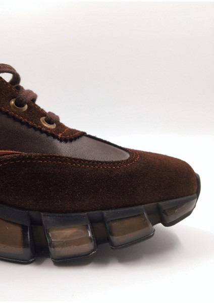 Eternis Kahverengi Bağcıklı Hakiki Deri Sneaker Spor Ayakkabı indirimleri