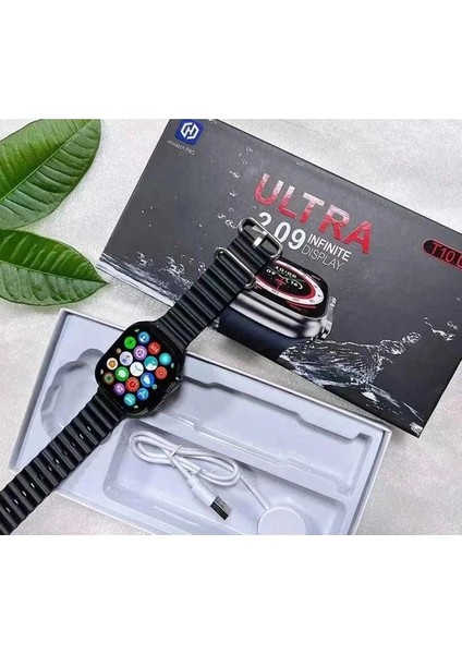 T10 Ultra Watch8 Akıllı Saat Infinite Display 2.09 Inc 49MM Kilitli Kasa 2 Kordonlu