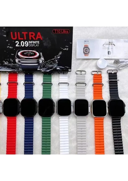 T10 Ultra Watch8 Akıllı Saat Infinite Display 2.09 Inc 49MM Kilitli Kasa 2 Kordonlu