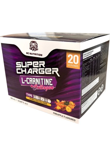 Super Charger L-Carnitine Collagen 1000 Mg 20 Shot Ananas