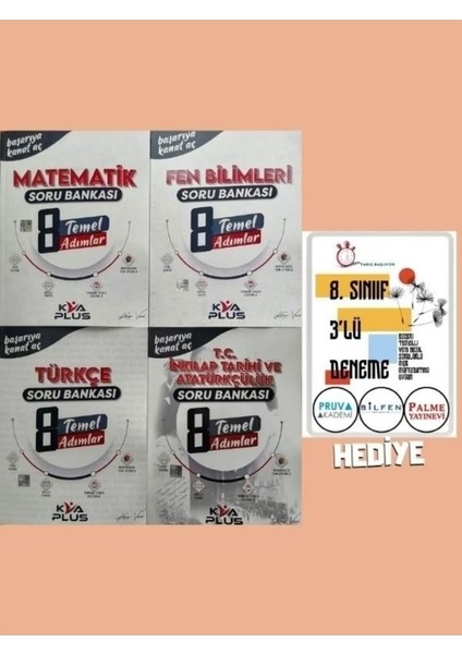 8.Sınıf Temel Adımlar Matematik-Türkçe-Fen-Inkilap + 3'lü Deneme li