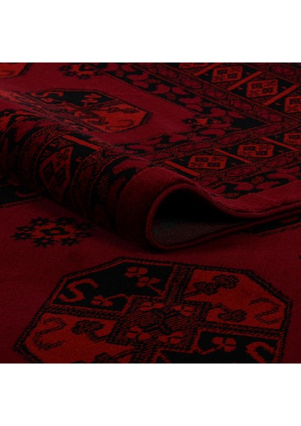 Afgan Türkmen Otantik Desenli Bordo Oturma Odası Salon Mutfak Halısı 2892A_ZS74 80 x 300 fırsatları