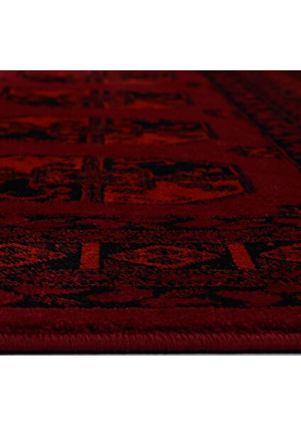 Giza Home Afgan Türkmen Otantik Desenli Bordo Oturma Odası Salon Mutfak Halısı 2892A_ZS74 80 x 150