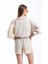 Fancy Kadın Keten Kumaş Truvakar Kol Oversize Basic Gömlek Şort İkili Takım 4