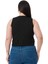 Büyük Beden Bisiklet Yaka Kolsuz Crop Viskon Siyah Body 3