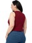 Büyük Beden Bisiklet Yaka Kolsuz Crop Viskon Bordo Body 3