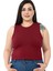 Büyük Beden Bisiklet Yaka Kolsuz Crop Viskon Bordo Body 4