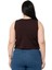 Büyük Beden Bisiklet Yaka Kolsuz Crop Viskon Kahverengi Body 3