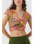 Desenli Sırt Detaylı Bağlamalı Crop Bluz 5